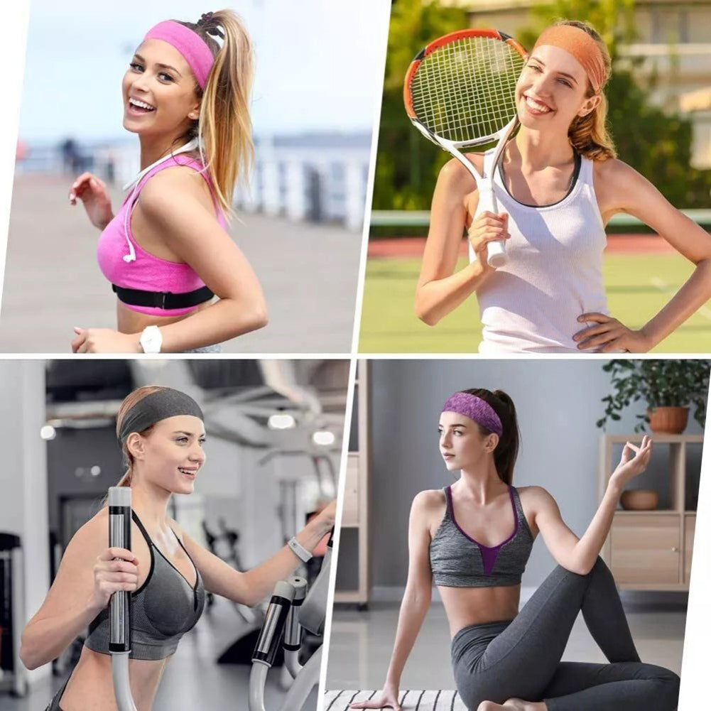 5-Pack Sports Fitness Headband & Sweatband - Unisex, Breathable, Anti-Slip