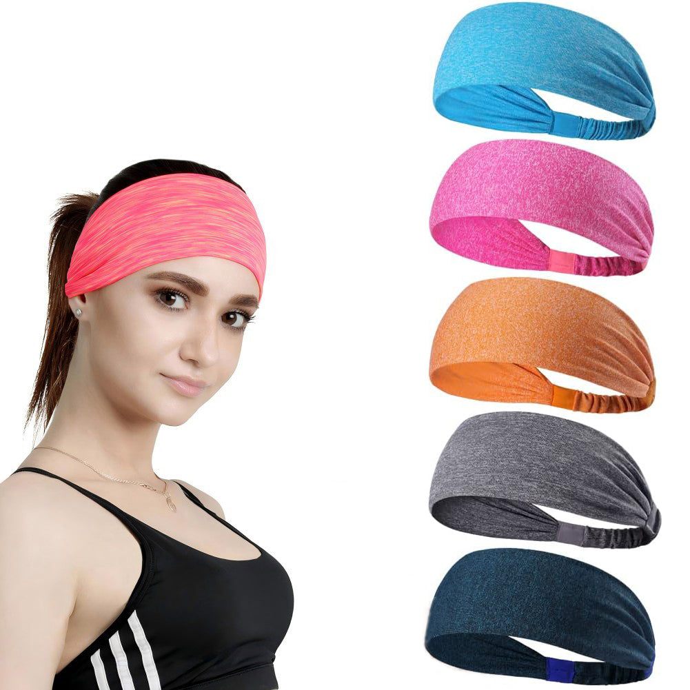 5-Pack Sports Fitness Headband & Sweatband - Unisex, Breathable, Anti-Slip